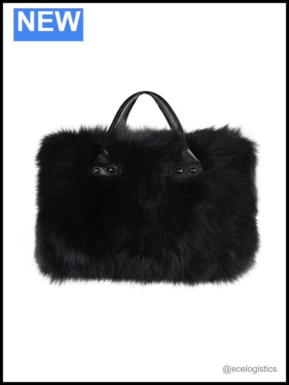 Genuine Fox Fur Shoulder Bag Leather Handbag Ladies Silver Fox Hobo Winter